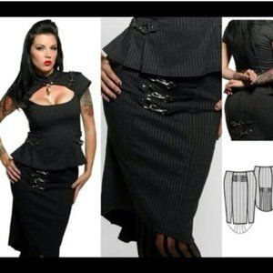 Vintage Lip Service Gangsta Pranksta pencil skirt M